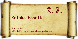 Krisko Henrik névjegykártya